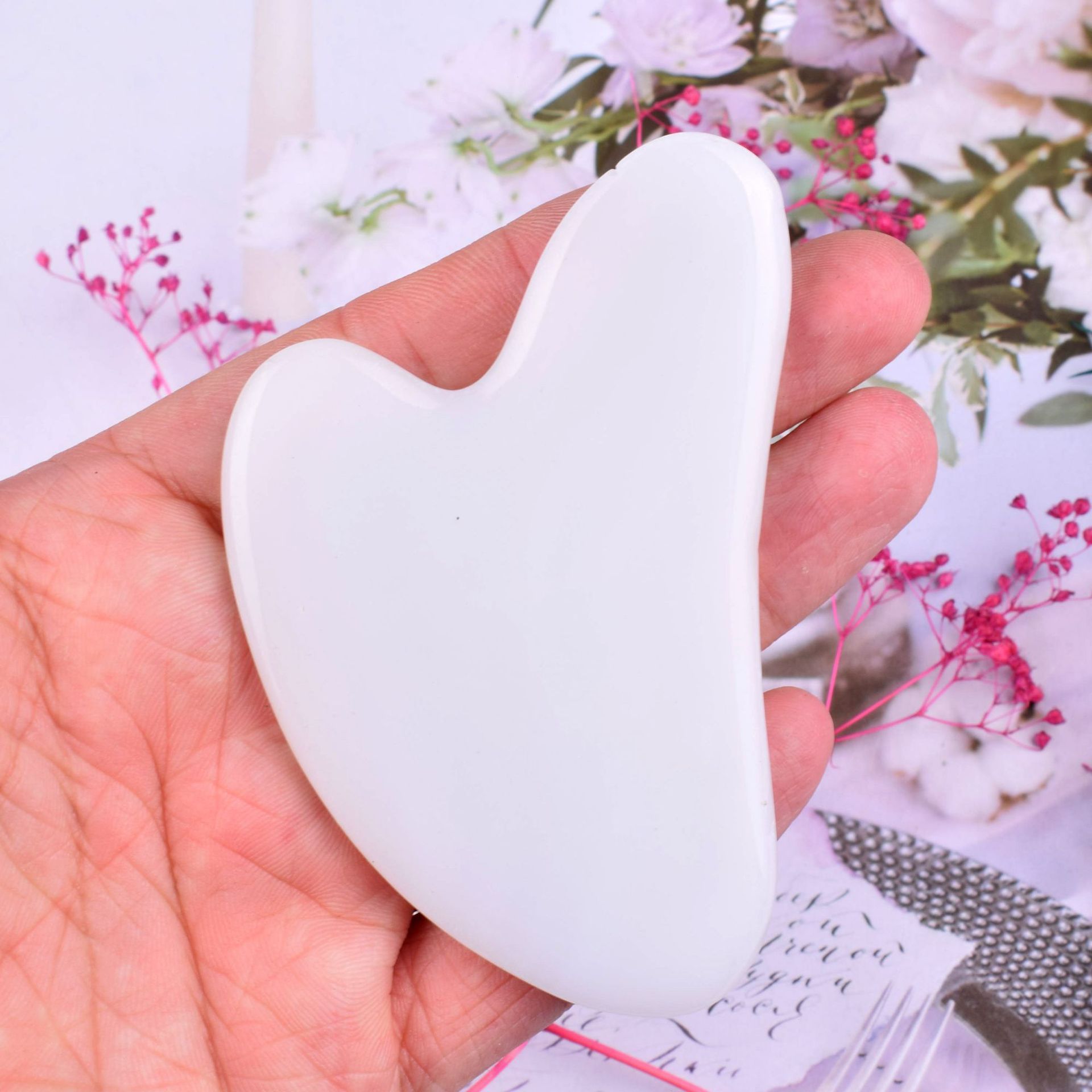 Natural Stone Powder Crystal Jade Guasha Board - Image 3