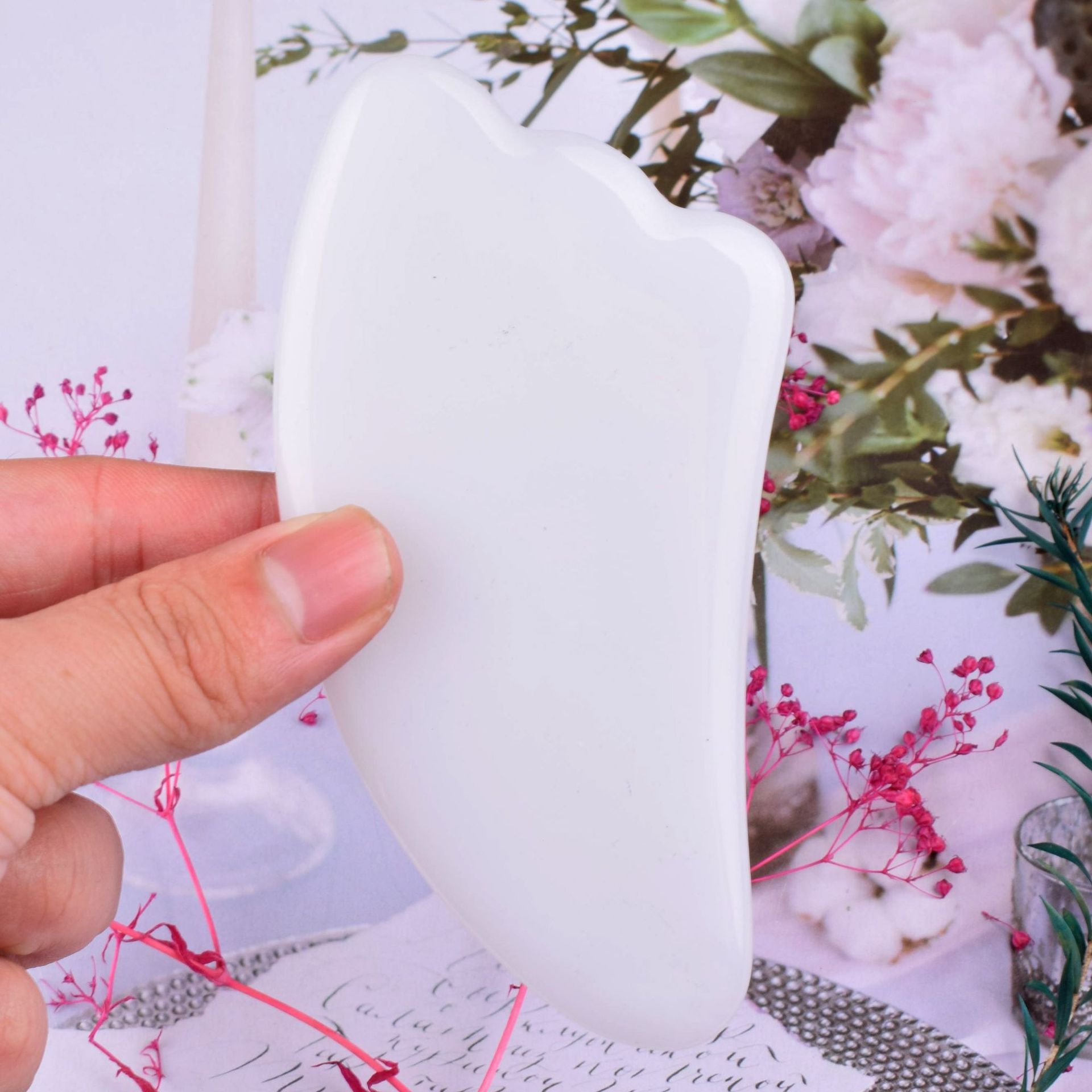 Natural Stone Powder Crystal Jade Guasha Board - Image 10