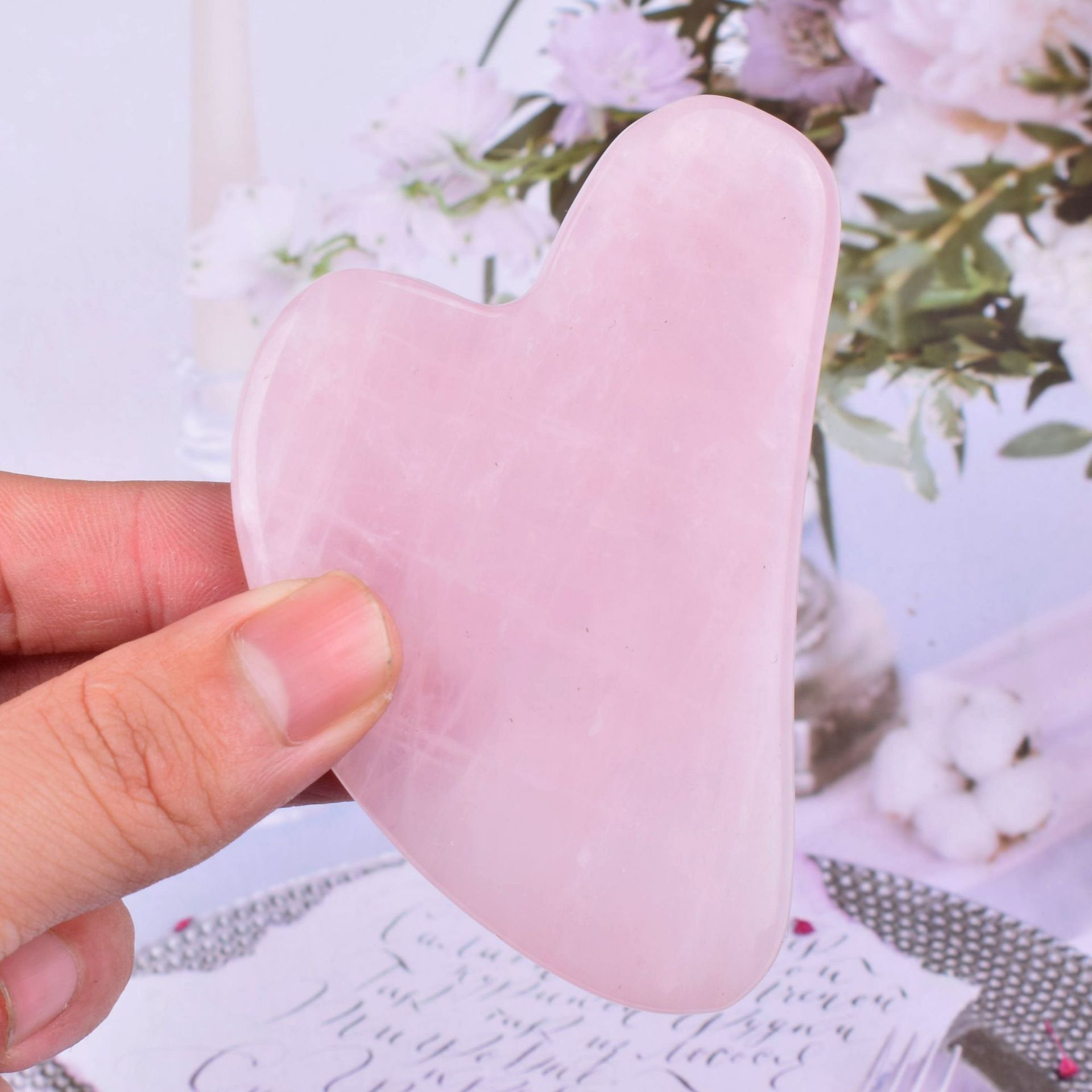 Natural Stone Powder Crystal Jade Guasha Board - Image 9